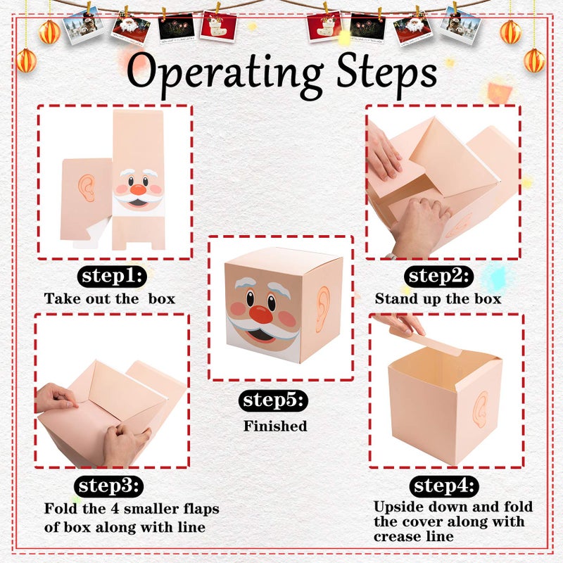 Joy Bang Christmas Gift Boxes with Lids for Presents, Large Santa Claus Stacking Boxes Christmas Eve Decorative Nesting Box Xmas Stackable Gift Storage Box Decorations for Party - Image 3